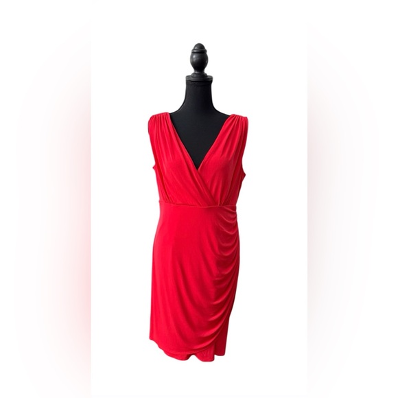Alfani Scarlet Sleeveless Midi V Neck Dress - Picture 1 of 17